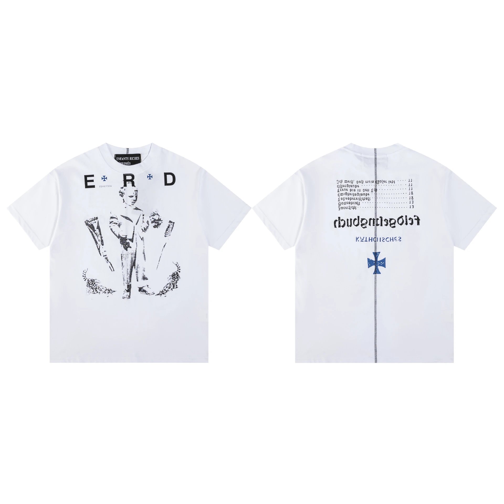 Enfants Riches Déprimés Newspaper Print Graphic T-Shirt White and Black - 10
