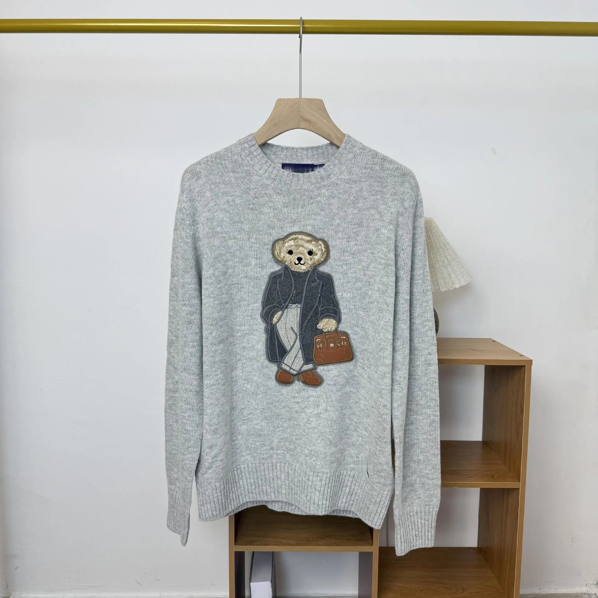 Polo Ralph Lauren Bear Embroidered Gray Sweater - 6
