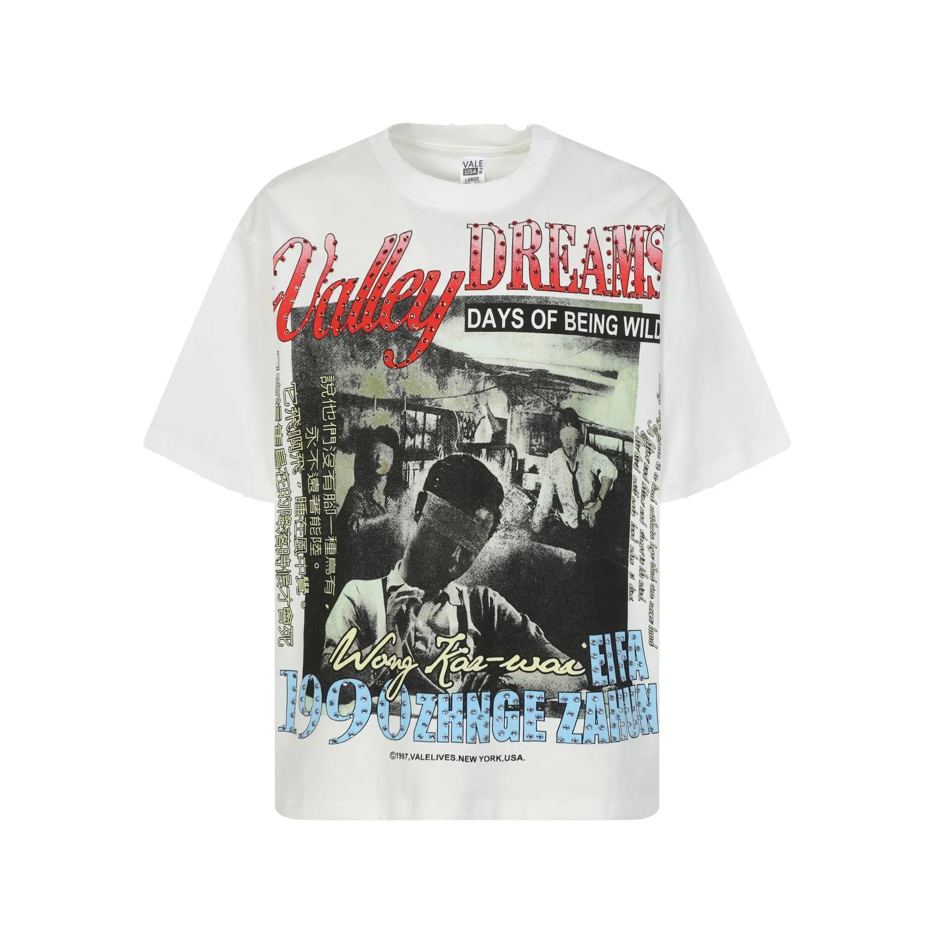 Design Vale USA Valley Dreams Alien Graphic T-Shirt Cream Wash T-Shirts - 5