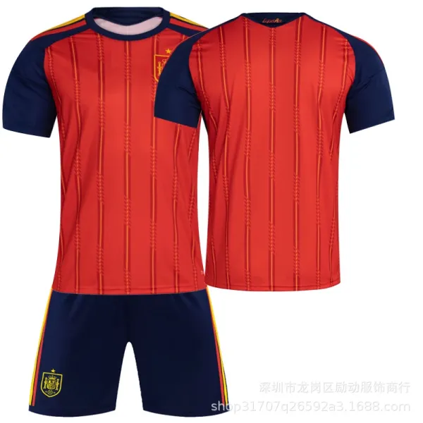 Design Spain National Team Home Kit Red / Navy Jersey and Shorts Jersey - 1