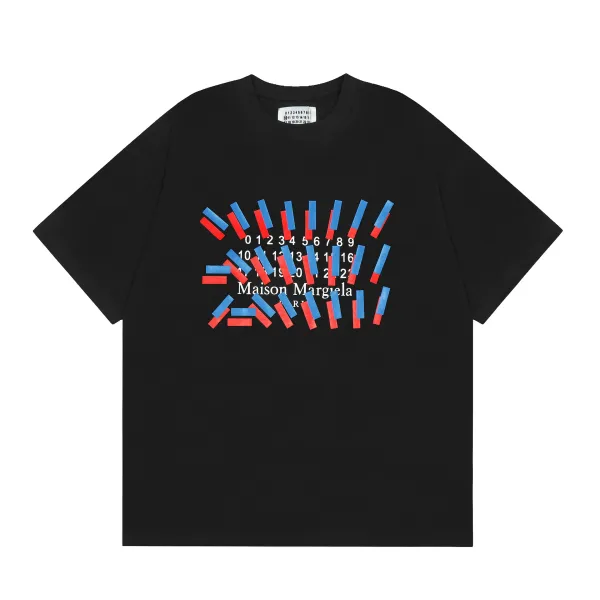 Maison Margiela Numbered Graphic Print Black T-Shirt - 1