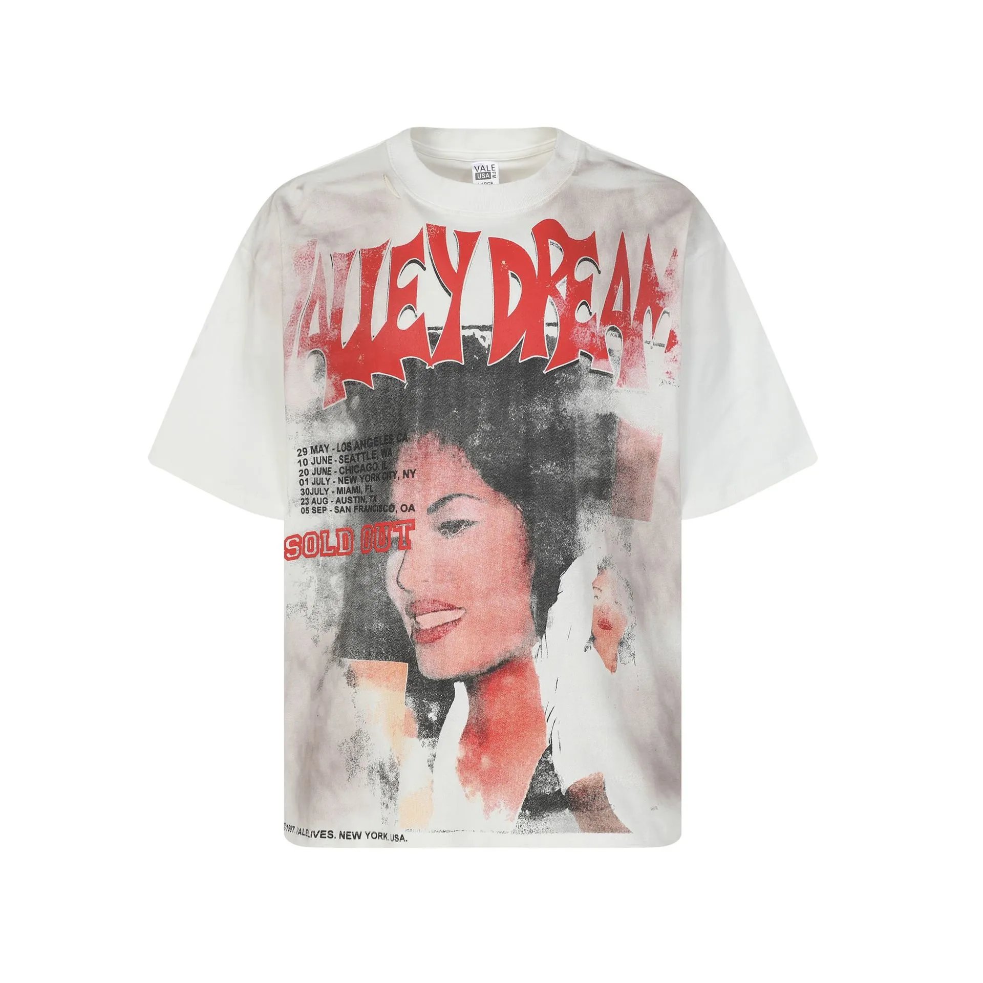Design Vale USA Valley Dreams Alien Graphic T-Shirt Cream Wash T-Shirts - 8