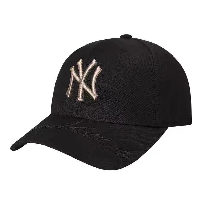 MLB Hats Adjustable curved-brim baseball cap with embroidered New York Yankees logo — Signature Black Gold NY