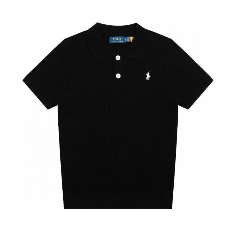 Polo Ralph Lauren Knitwear Short-Sleeve Cable-Knit Shirt — Black
