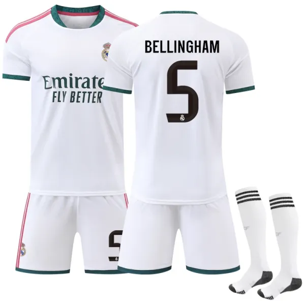 Real Madrid Bellingham #5 Home Jersey Set White - 8
