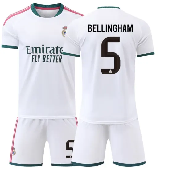 Real Madrid Bellingham #5 Home Jersey Set White - 1