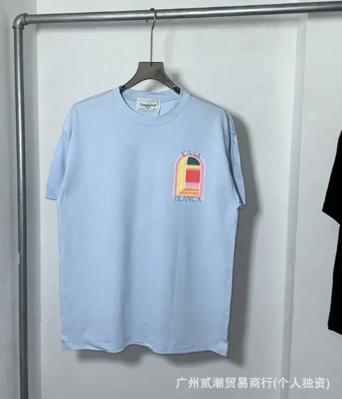 Casablanca T-Shirts Graphic-Print Crewneck — C-131 Blue