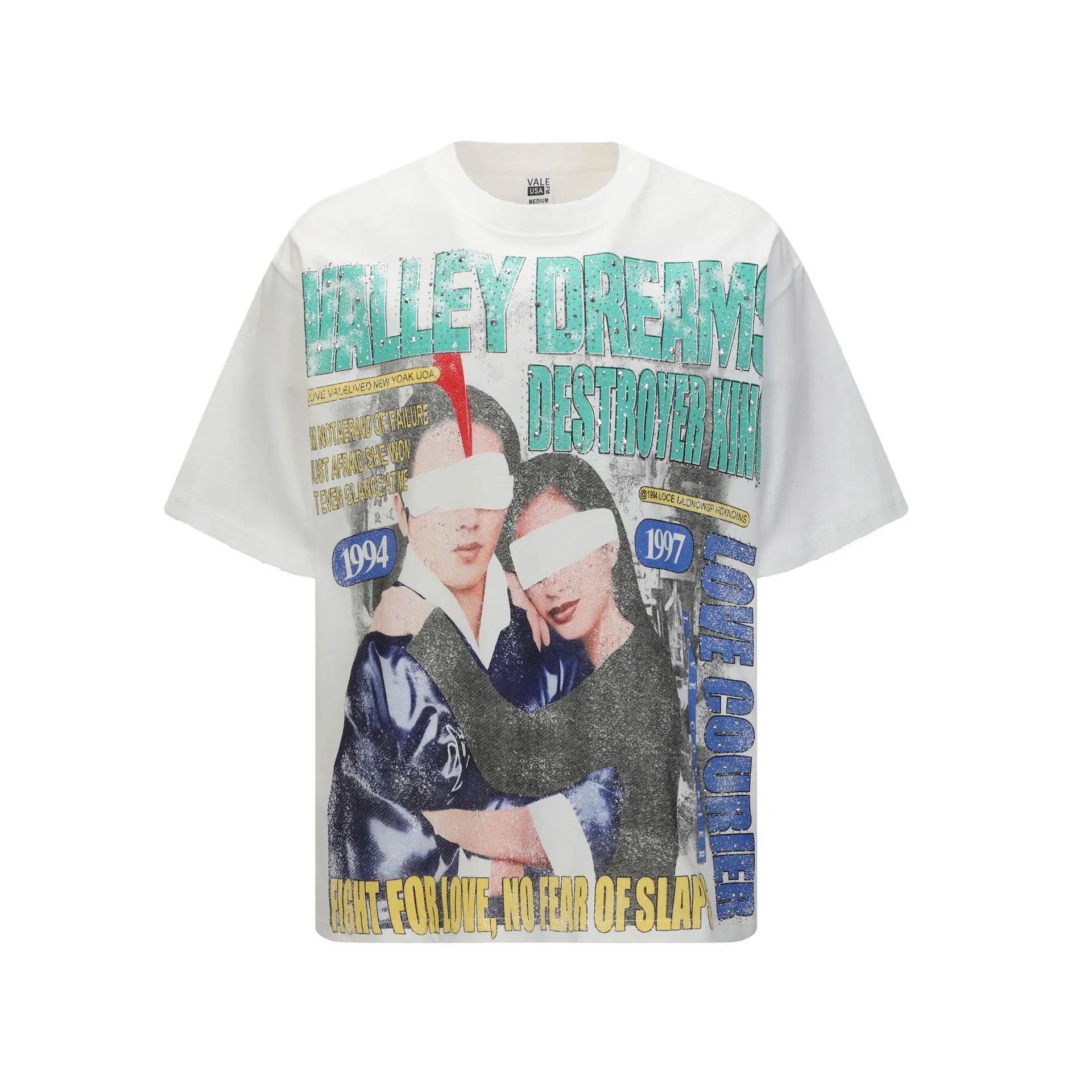 Design Vale USA Valley Dreams Alien Graphic T-Shirt Cream Wash T-Shirts - 18