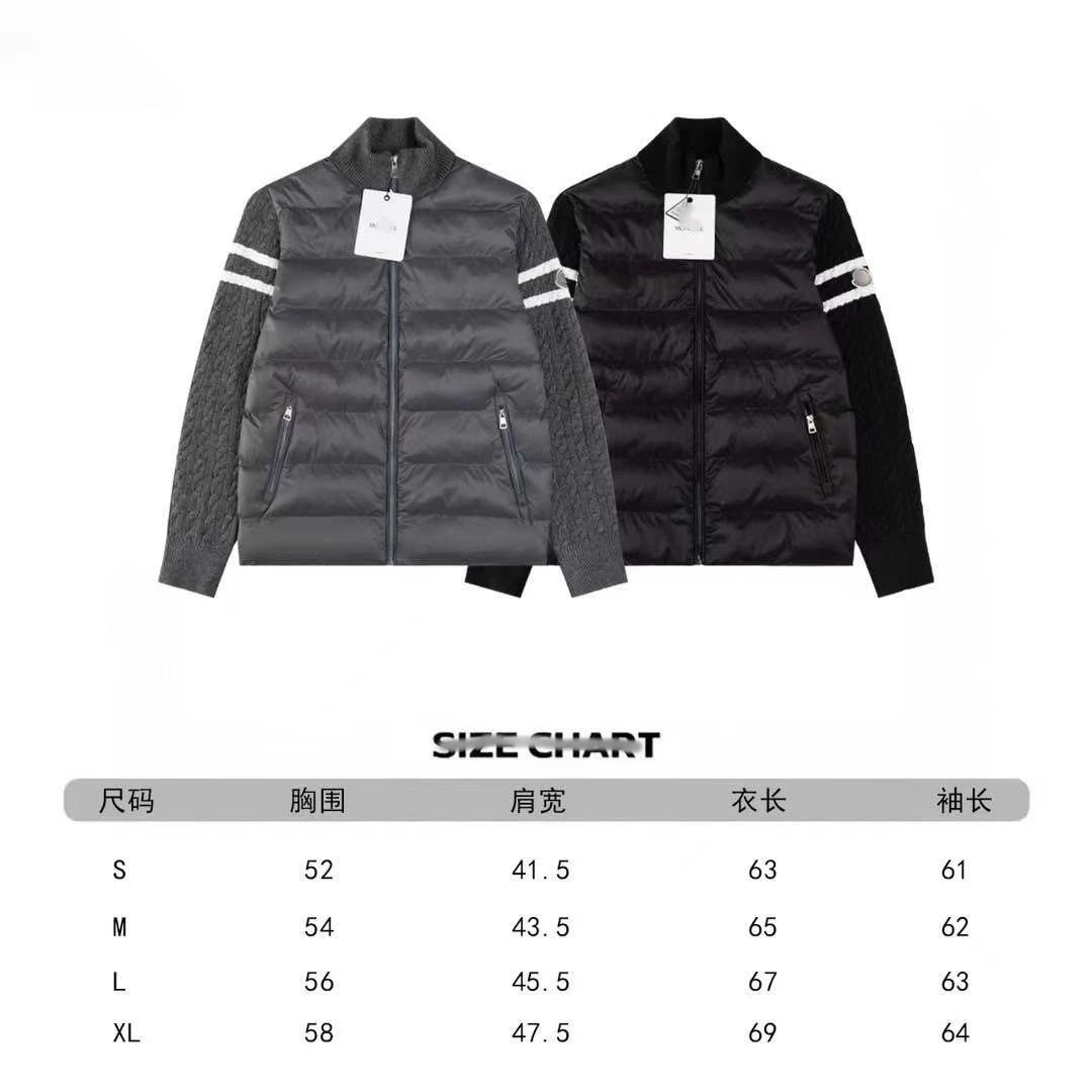Moncler Grenoble Knit-Sleeve Down Jacket Gray - 2