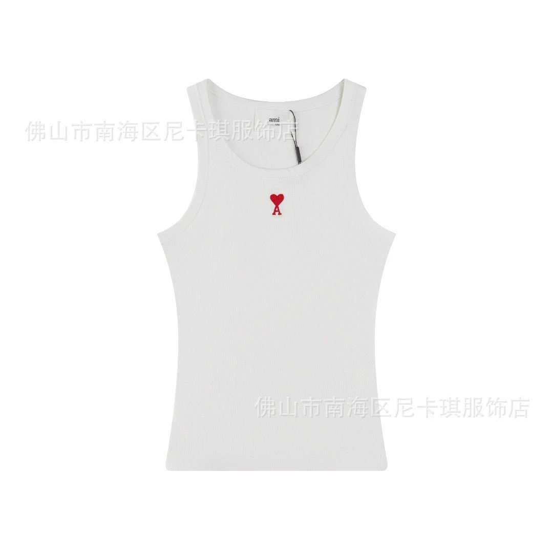 Ami Paris Ribbed Tank Top Beige Vest-Top - 6
