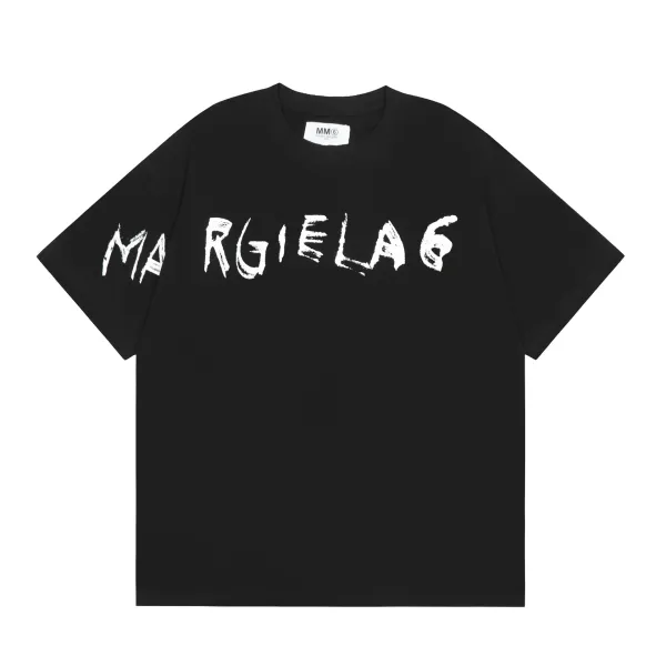 MM6 Maison Margiela Painted Logo Black T-Shirt - 1