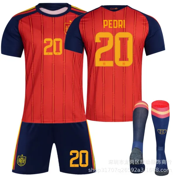 Design Spain National Team Home Kit Red / Navy Jersey Shorts Socks Set Sets - 14