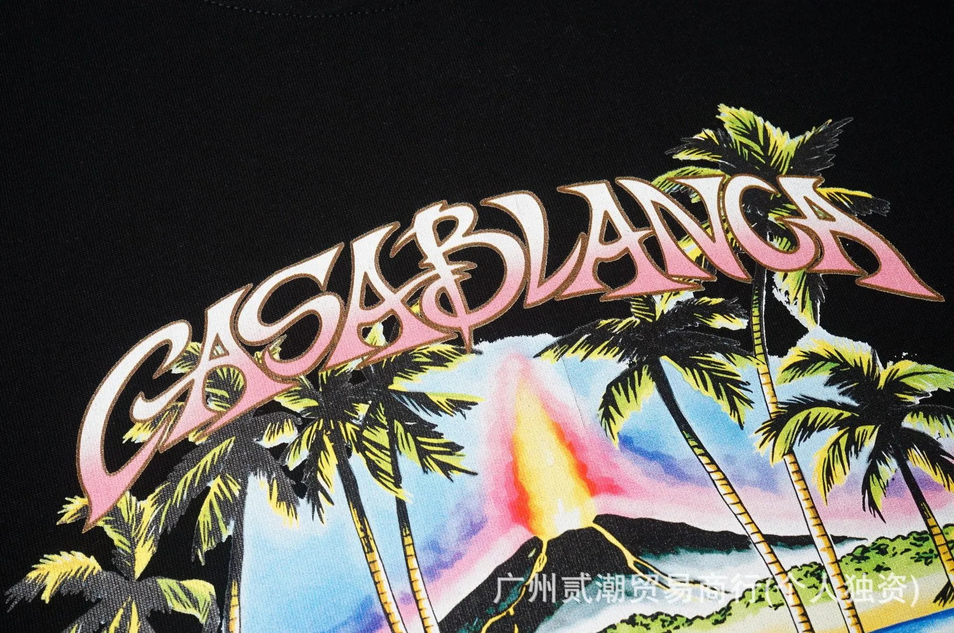 Casablanca Wave & Flame Graphic Black T-Shirt - 11