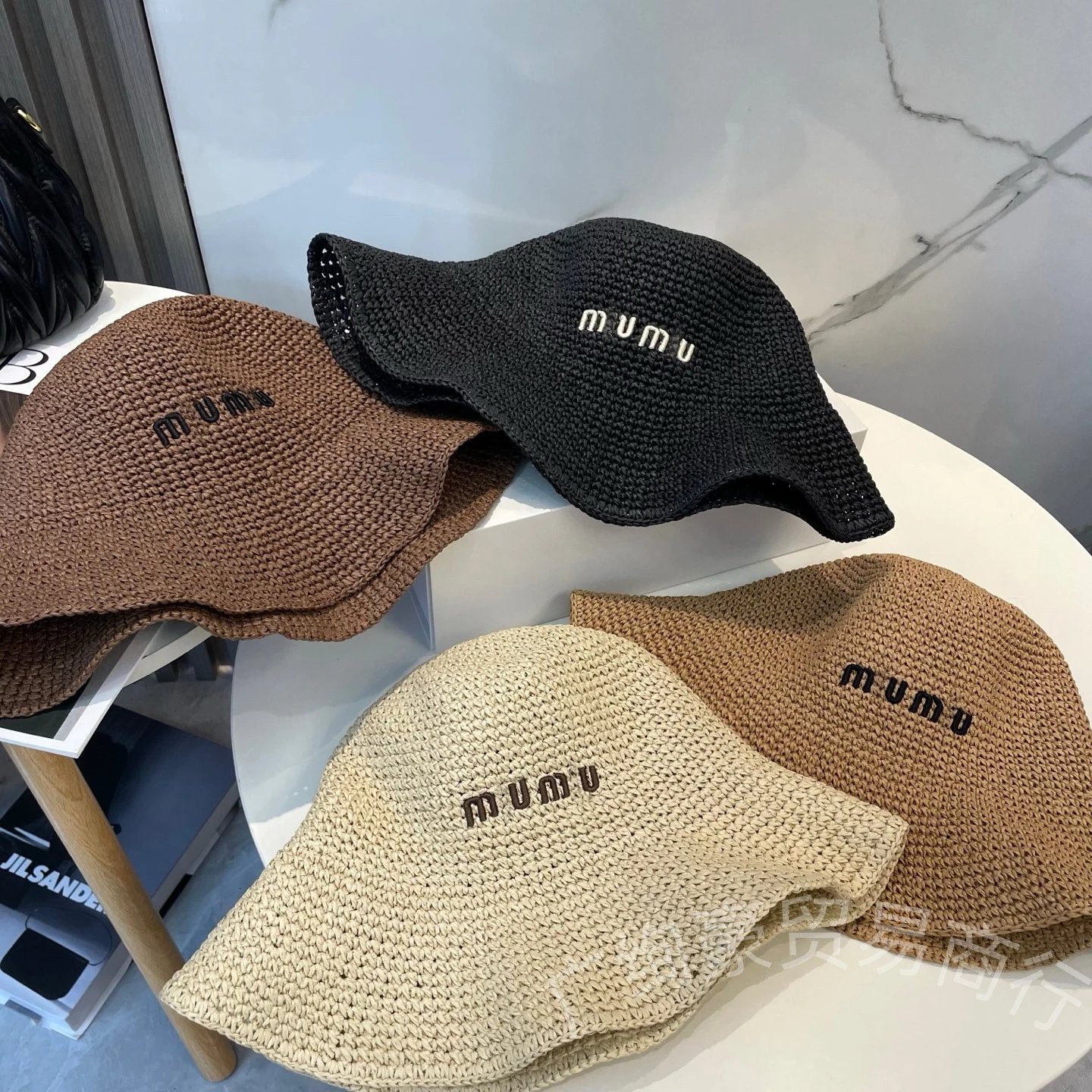 Miu Miu Woven Straw Bucket Hat Beige - 9