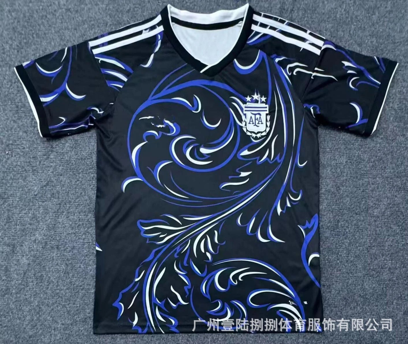 Argentina AFA x Custom Ornamental Black Blue Jersey - 1