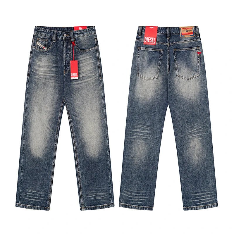 Diesel Gray Washed Straight-Leg Jeans - 4