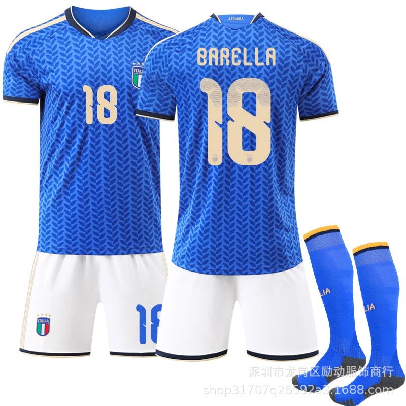 FIGC (Federazione Italiana Giuoco Calcio) FIGC Italy National Team 2024 Home Jersey Blue White Soccer Kit Jersey - 5