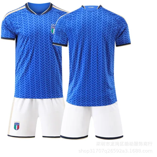 FIGC (Federazione Italiana Giuoco Calcio) FIGC Italy National Team Home Kit Blue White Jersey and Shorts Jersey - 1