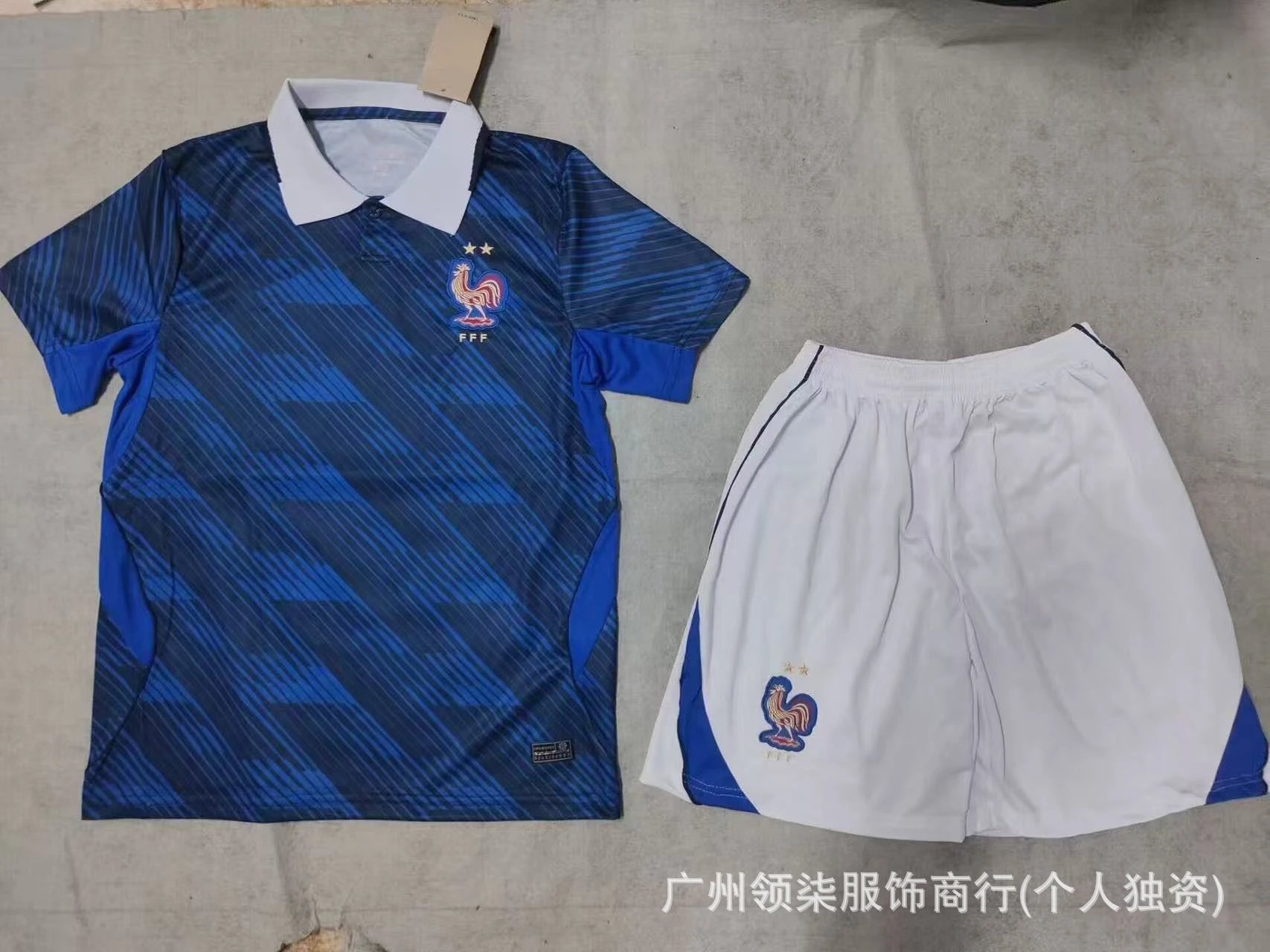 Design France National Team 2022 Away Kit Blue / White Jersey and Shorts Sets - 1