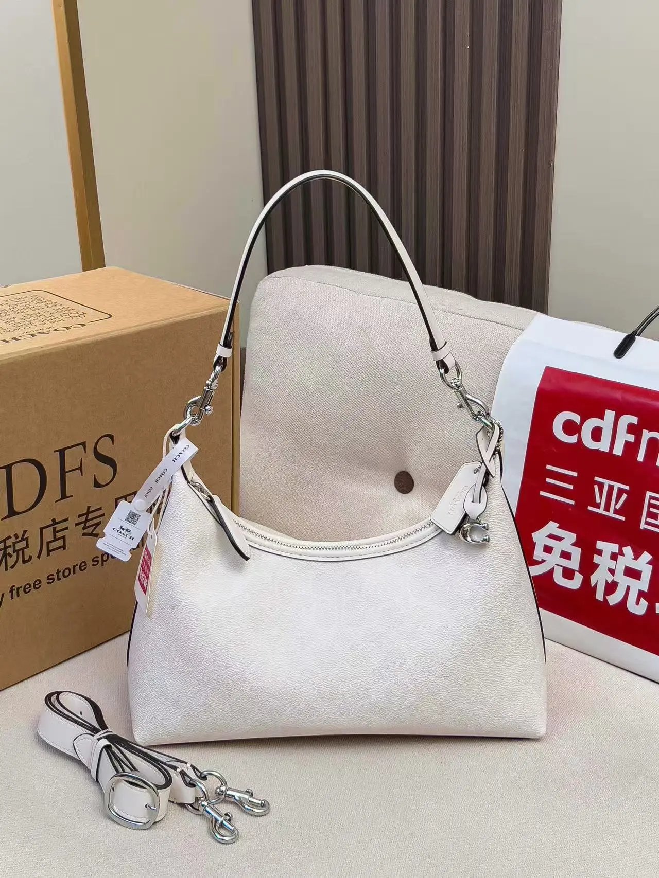 Coach Hobo Bag Beige Brown Signature Canvas Handbag Shoulder Bags - 4