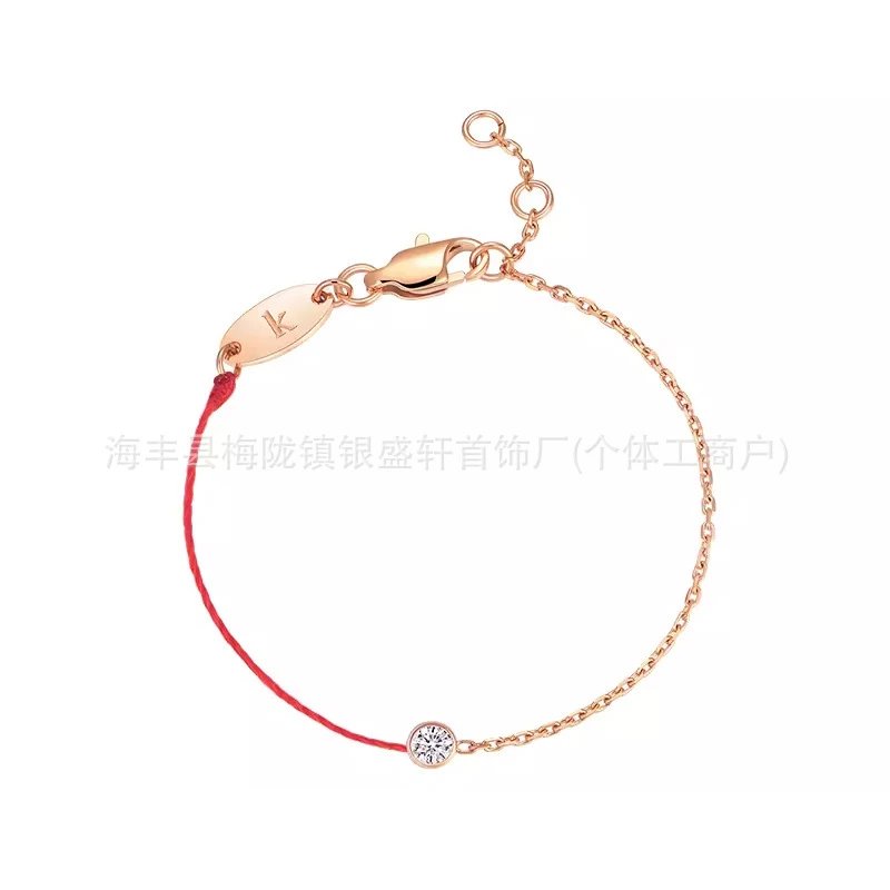Design Minimalist Rose Gold Crystal Bracelet Black Cord Jewelry - 7