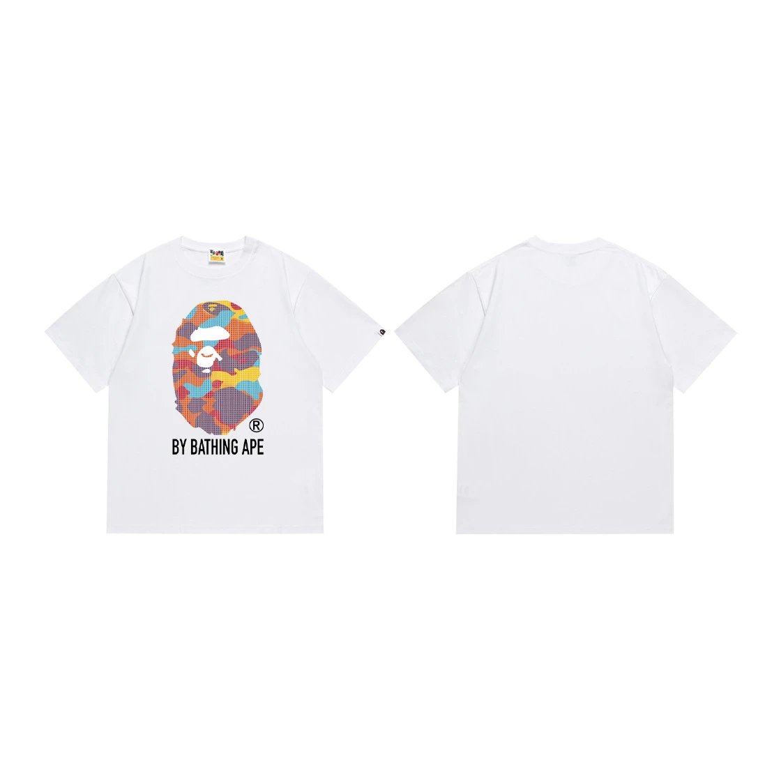 A Bathing Ape Pixel Camo Ape Head White T-Shirt - 23