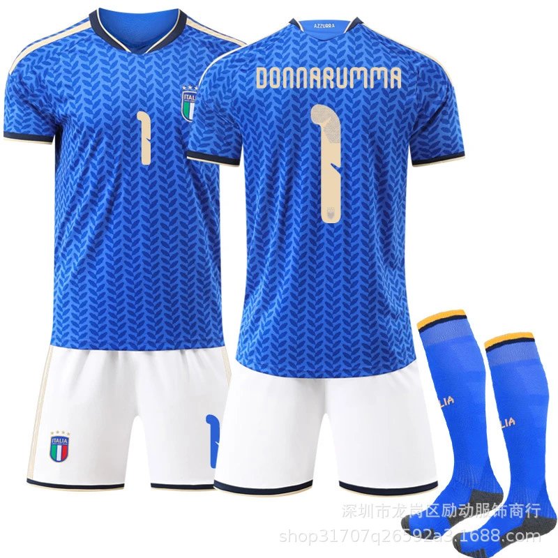 FIGC (Federazione Italiana Giuoco Calcio) FIGC Italy National Team 2024 Home Jersey Blue White Soccer Kit Jersey - 3