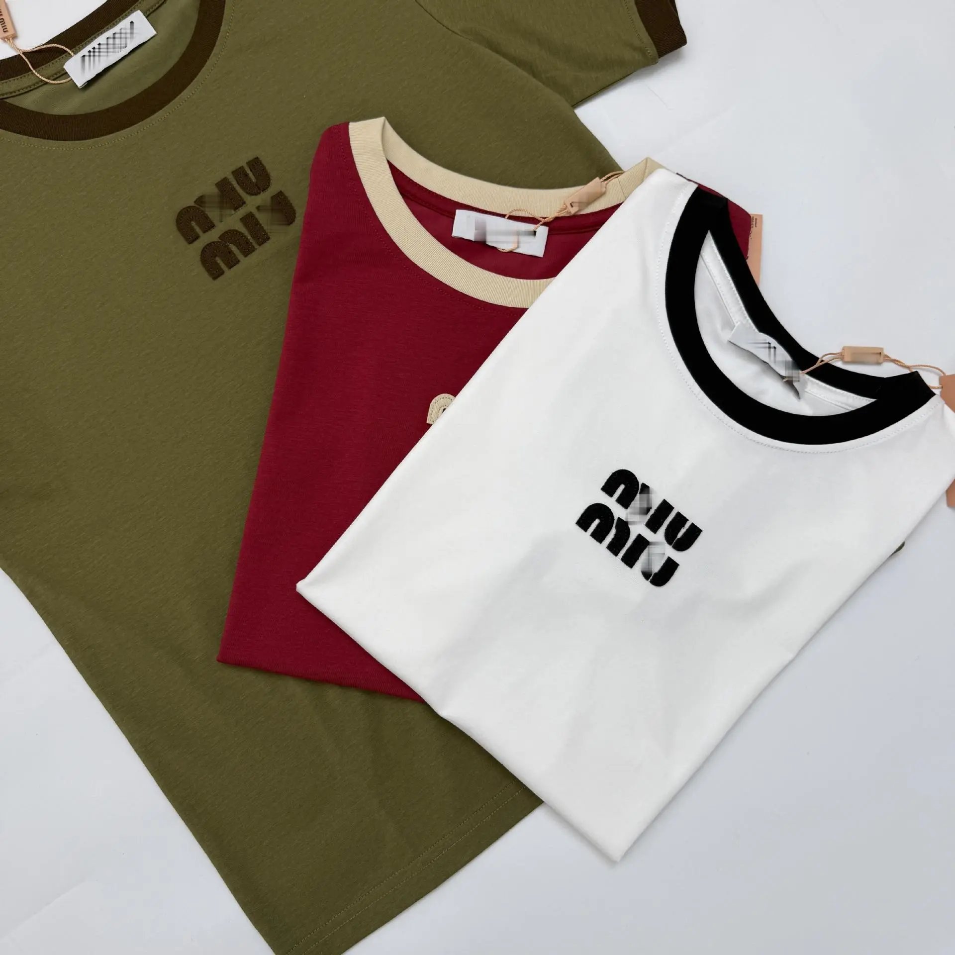 Miu Miu Logo Ringer T-Shirt Burgundy - 10