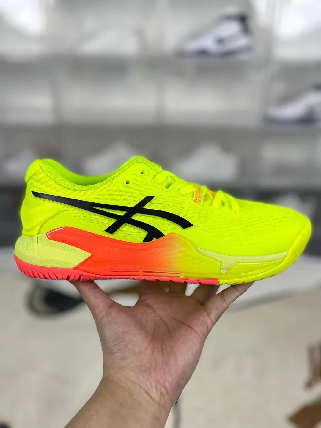 Asics Gel-Resolution 9 Neon Yellow / Blue Tennis Shoes Sneakers - 3