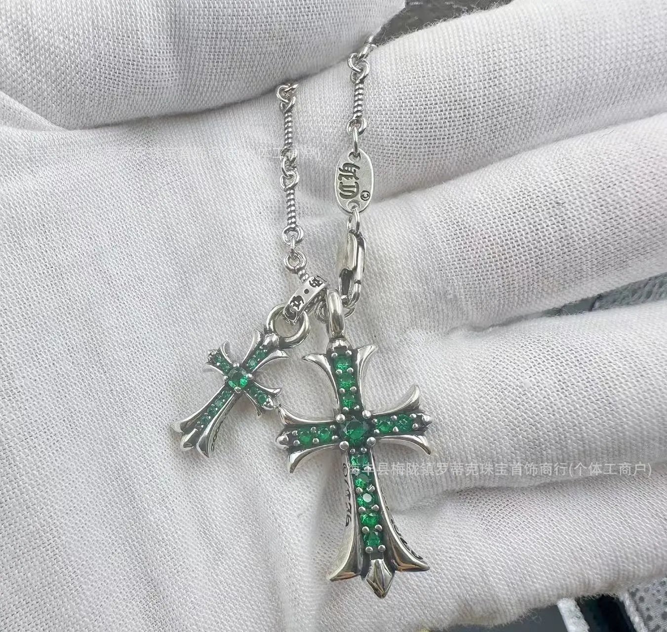 Chrome Hearts Double Cross Pendant Necklace Gold Jewelry - 11