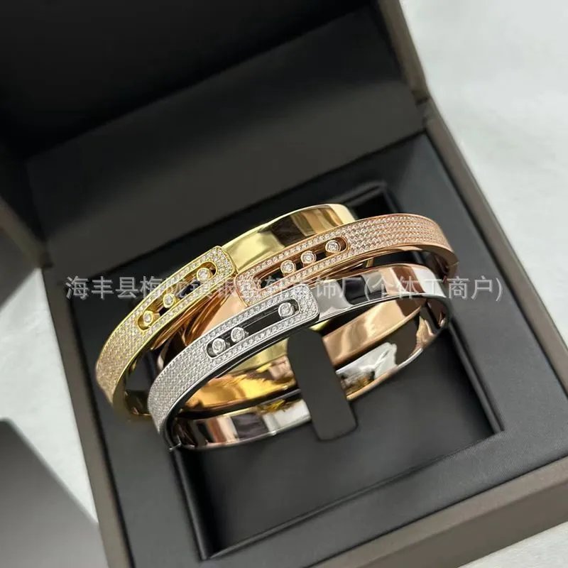 Design Bangle Bracelet Set in Gold, Rose Gold, and Silver with Pave Diamonds Jewelry - 2