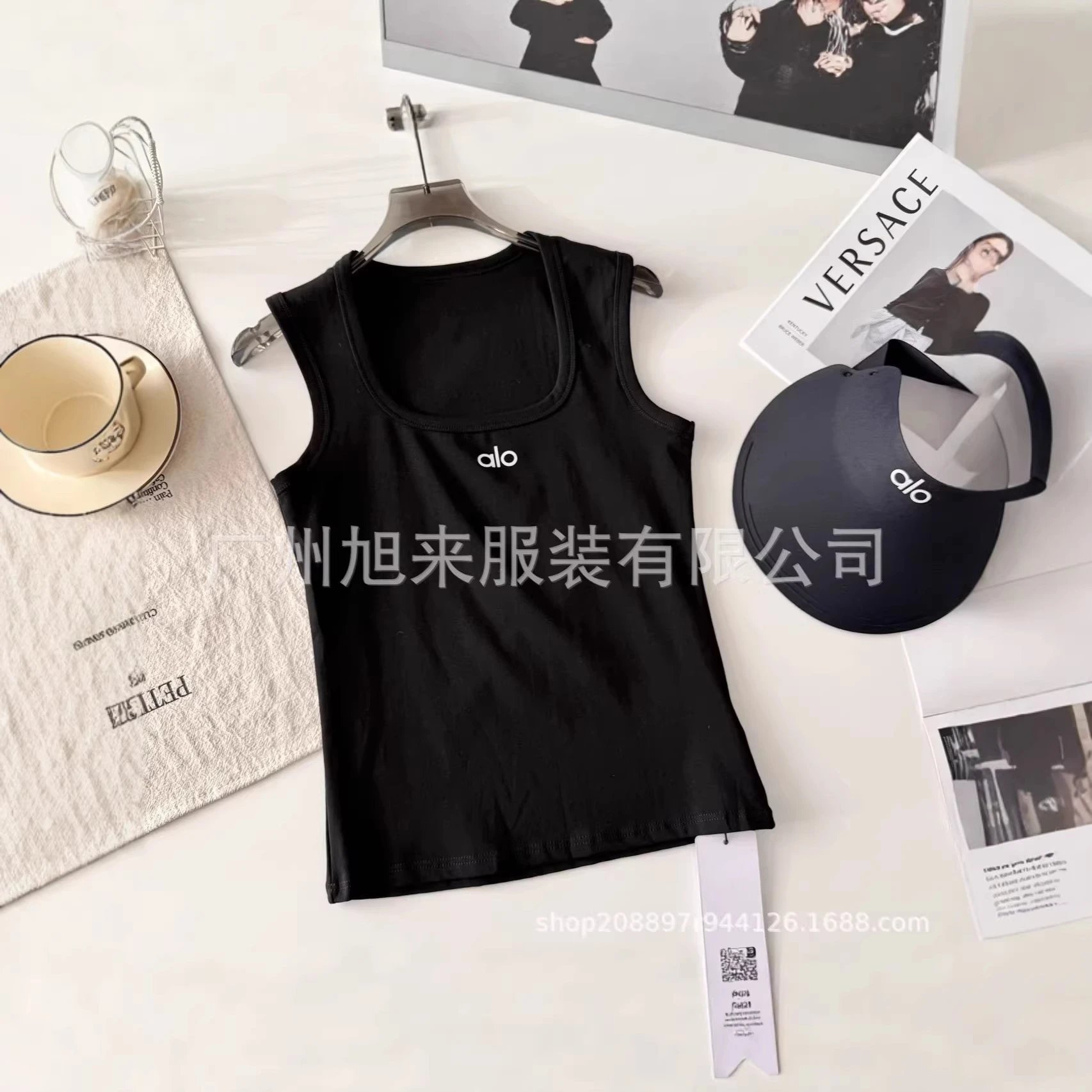 Alo Vests Logo Square-Neck Tank Top image 3