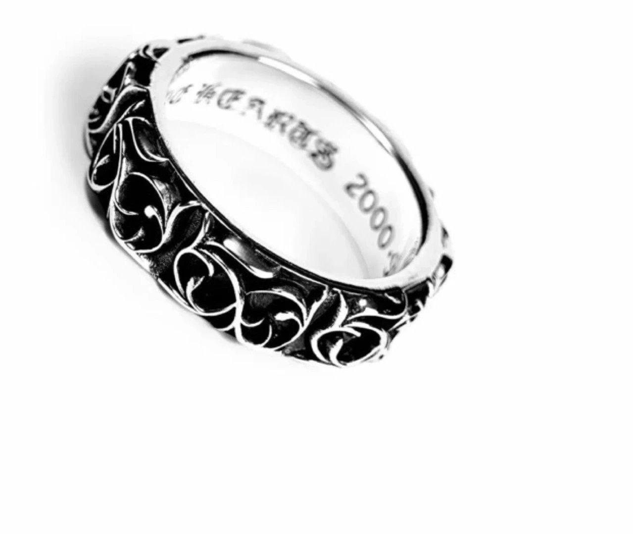 Chrome Hearts Floral Scroll Ring Silver Jewelry - 6
