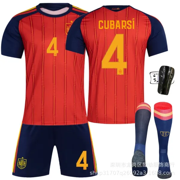 Design Spain National Team Home Kit Red / Navy Jersey Shorts Socks Set Sets - 16