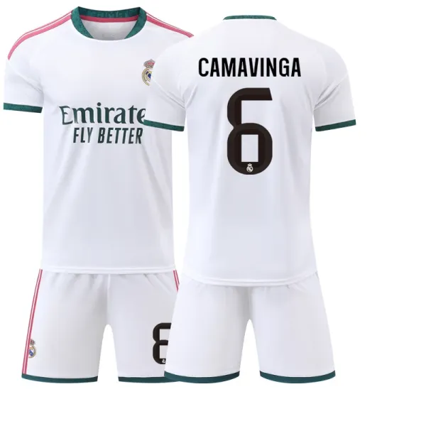 Real Madrid Camavinga #6 Home Kit White Jersey and Shorts Set - 1