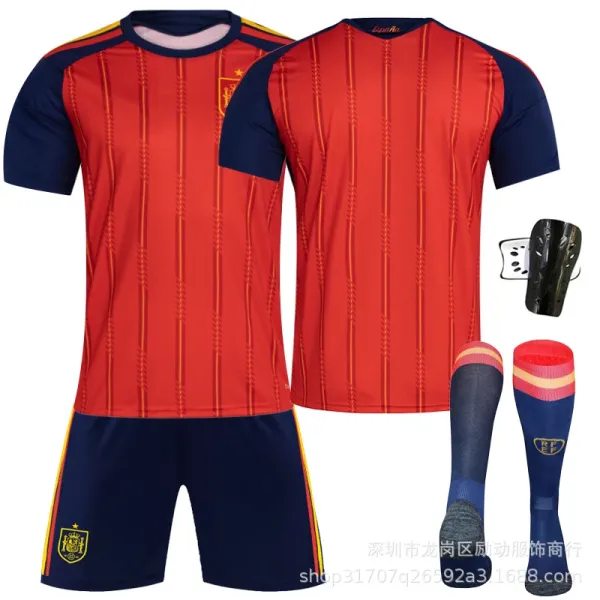 Design Spain National Team Home Kit Red / Navy Jersey and Shorts Set Sets - 1