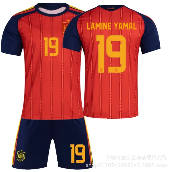 Design Spain National Team 2023 Home Kit Lamine Yamal #19 Red Jersey and Shorts Jersey - 1
