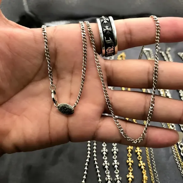 Chrome Hearts Flower Motif Chain Necklace Silver Jewelry - 1