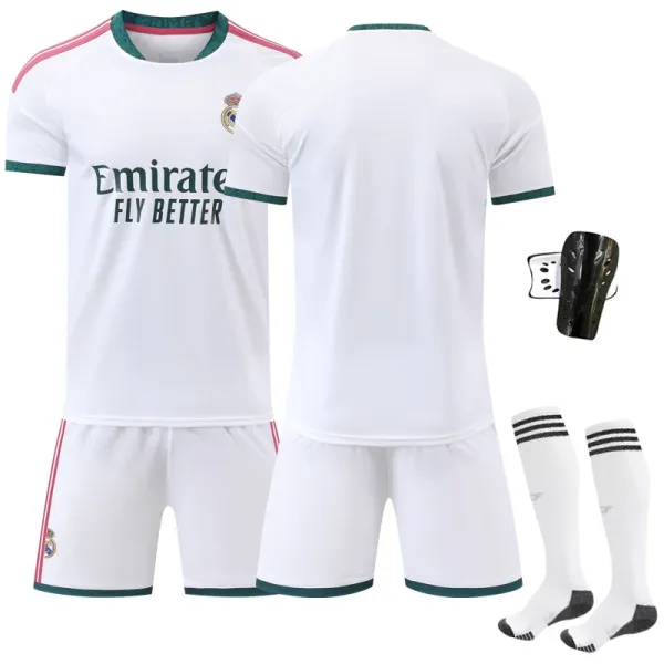 Real Madrid Home Kit White Green Red Jersey Set - 1