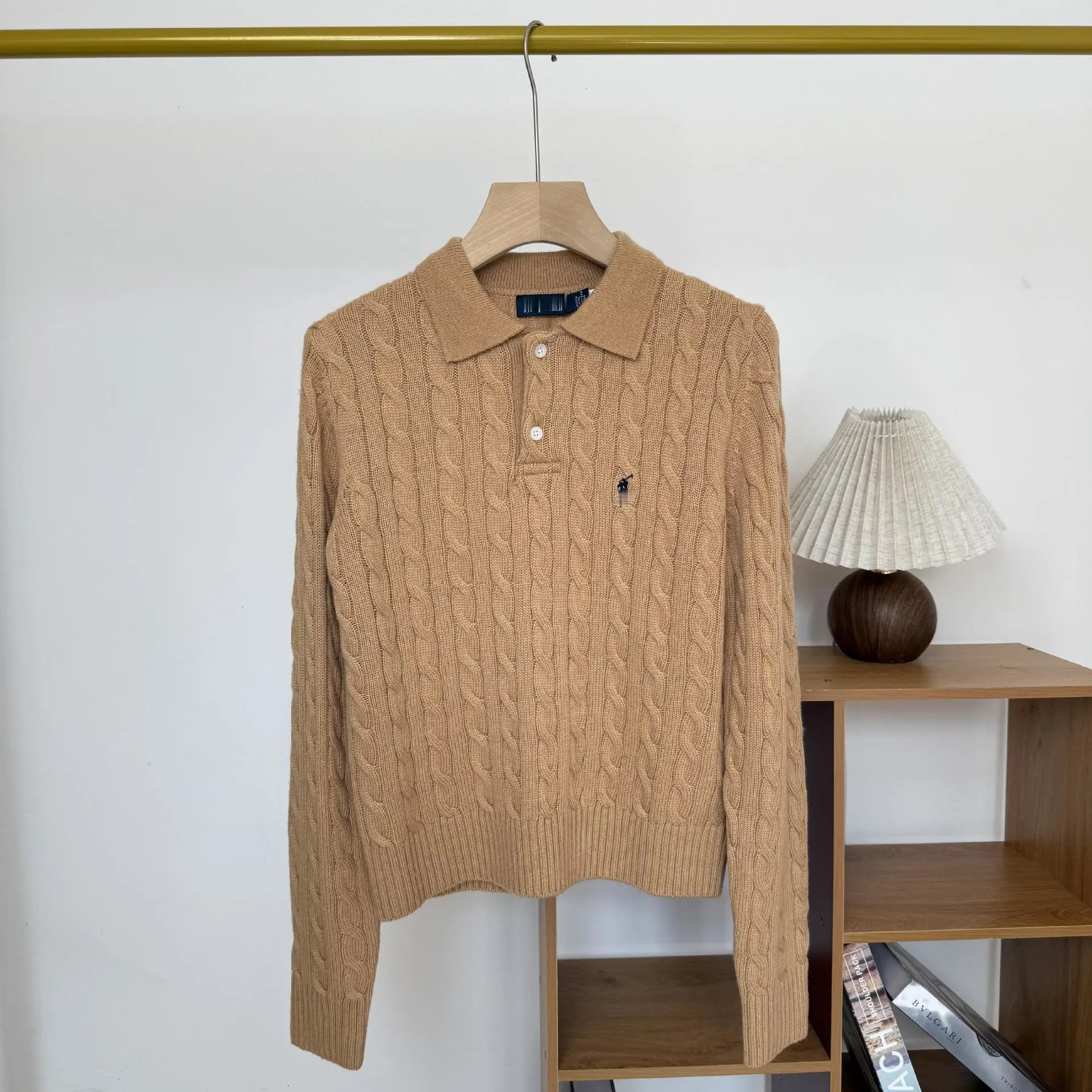 Polo Ralph Lauren Cable Knit Polo Sweater Ivory - 5