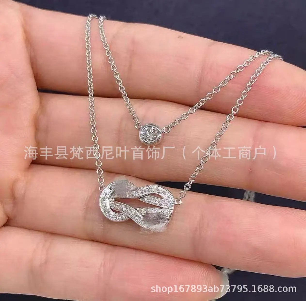 Design Infinity Knot Pendant Necklace with Cubic Zirconia in Silver Tone Jewelry - 11