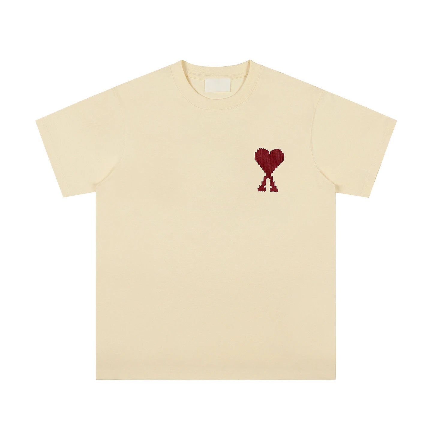 Design Raglan Sleeve T-Shirt with Embroidered Heart Knot Beige / Olive - 25
