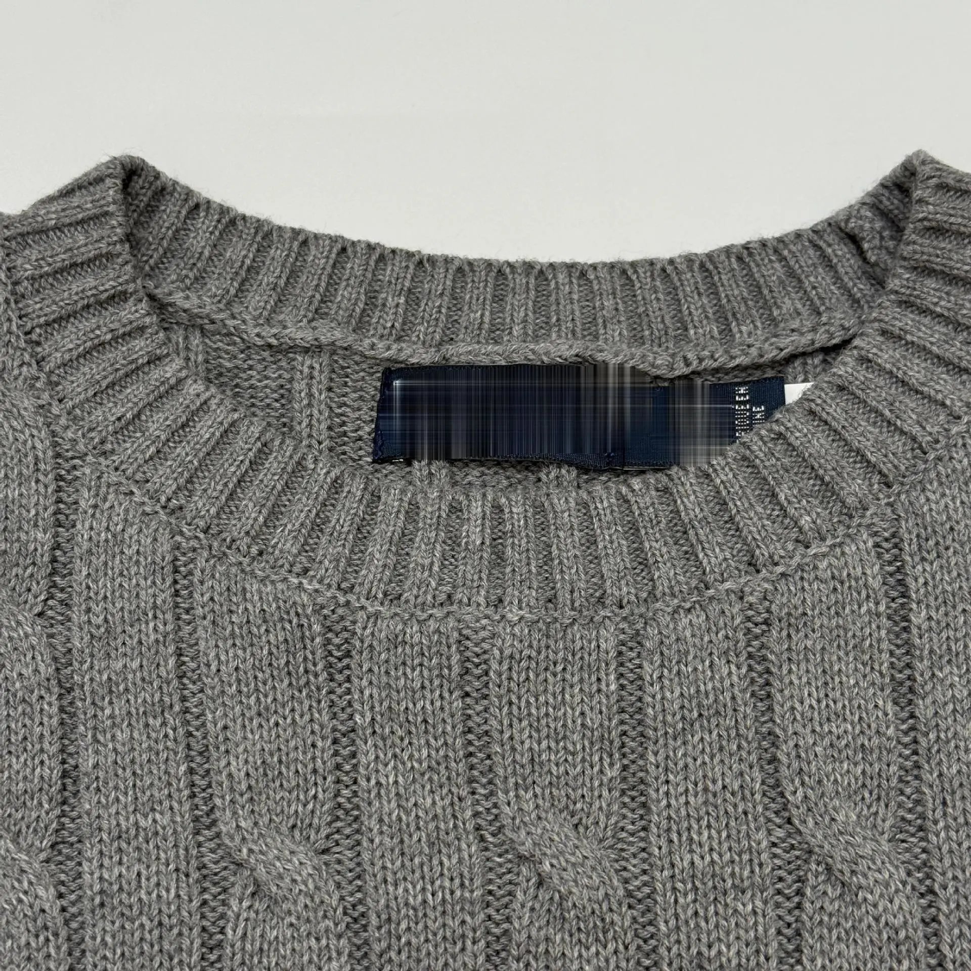 Design Cable Knit Short-Sleeve Sweater Beige Sweater - 20