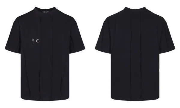Design Pleated T-Shirt Black - 1