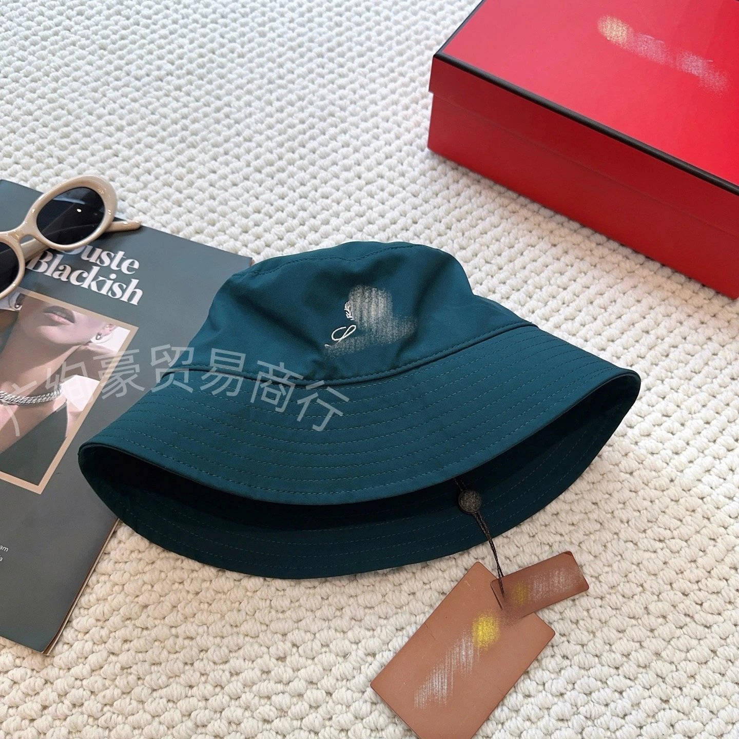 Loewe Bucket Hat White with Gold Embroidery - 7
