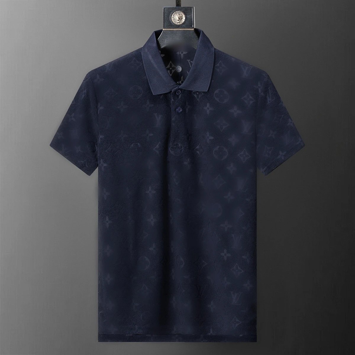 Louis Vuitton Shirts Short-Sleeve Monogram Polo Shirt — Navy Blue 30154