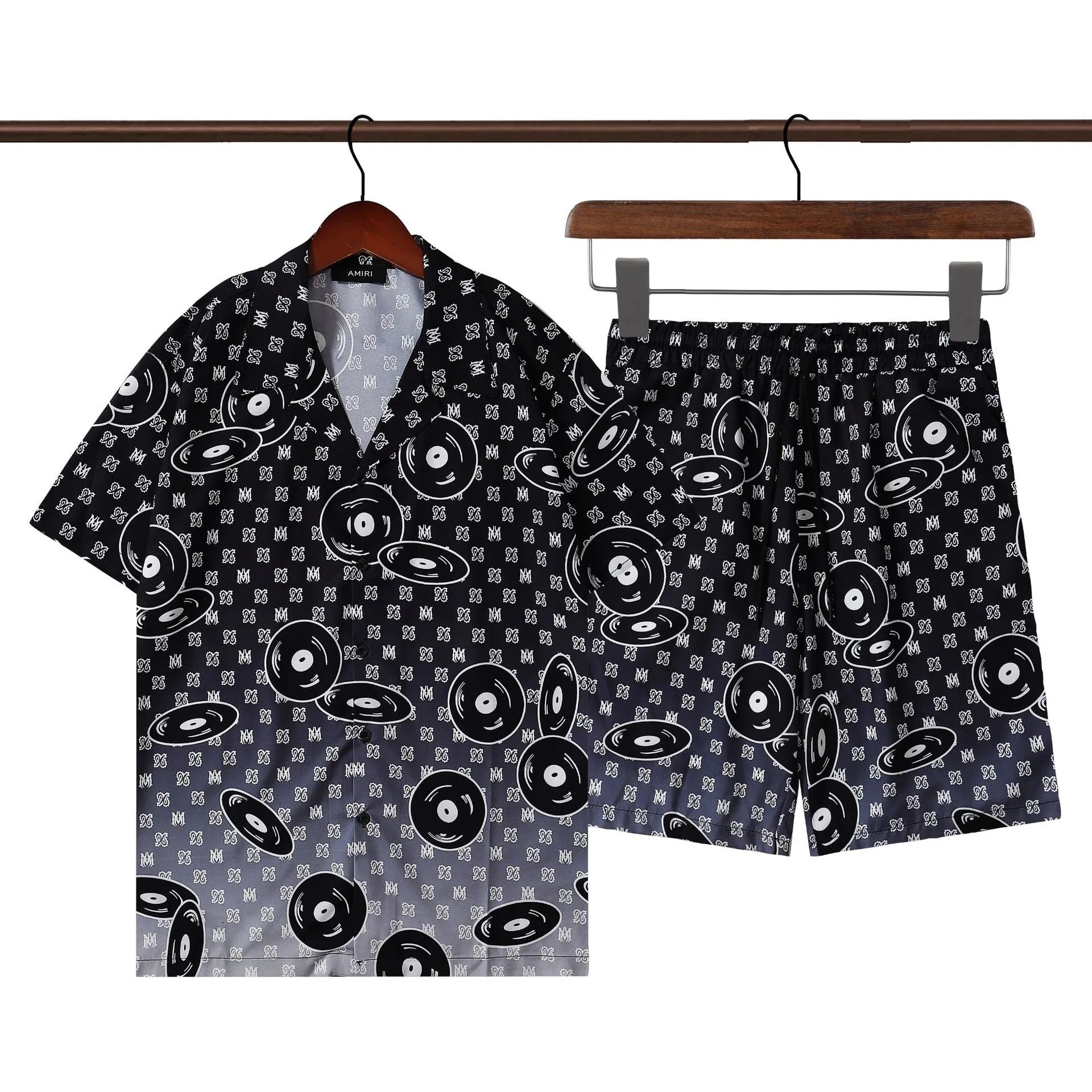 Amiri Vinyl Record Print Short-Sleeve Shirt Black - 9