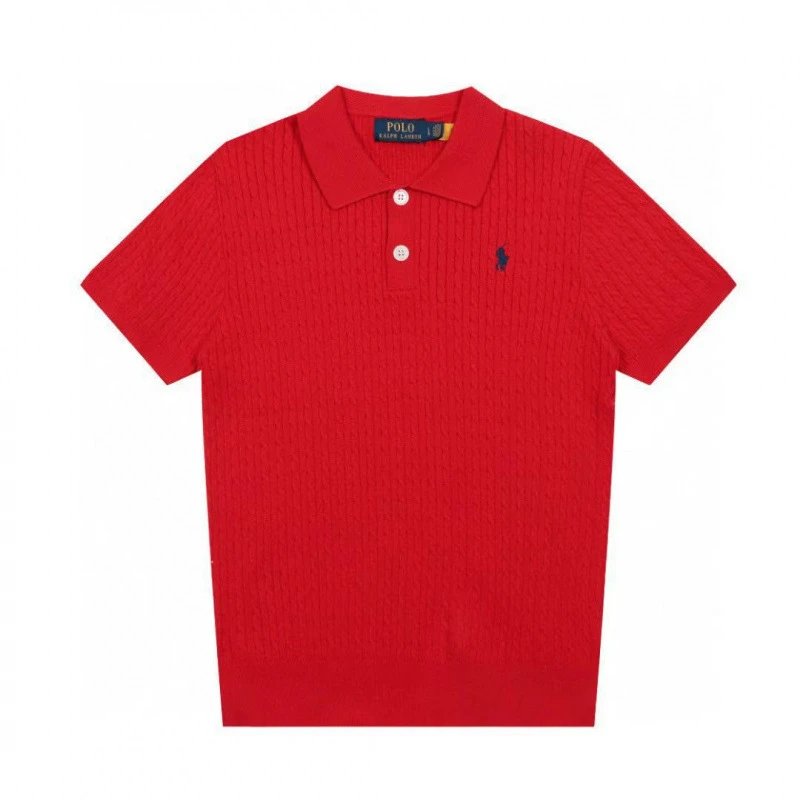Polo Ralph Lauren Knitwear Short-Sleeve Cable-Knit Shirt — Chinese Red
