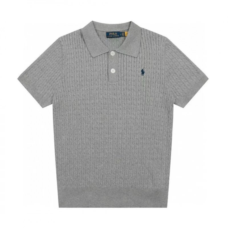 Polo Ralph Lauren Knitwear Short-Sleeve Cable-Knit Shirt — gray