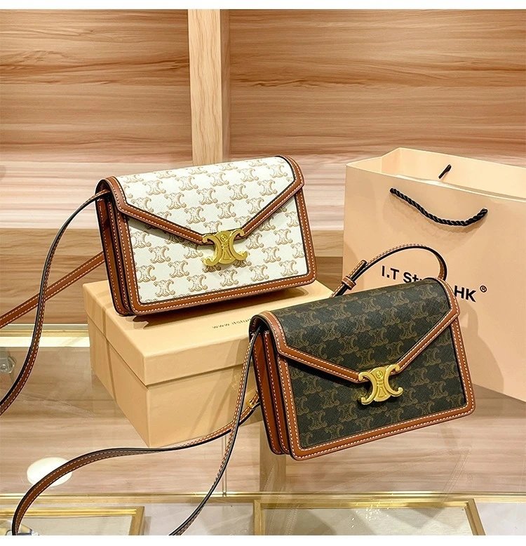 Design I.T Studio.HK C-Logo Crossbody Bag Olive Green with Tan Leather Trim Crossbody Bags - 9